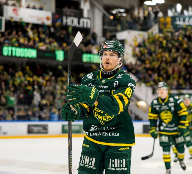 Björklöven-spelare på isen framför publik i Umeå – Björklöven shop öppnar popup-butik i kvarteret Utopia.