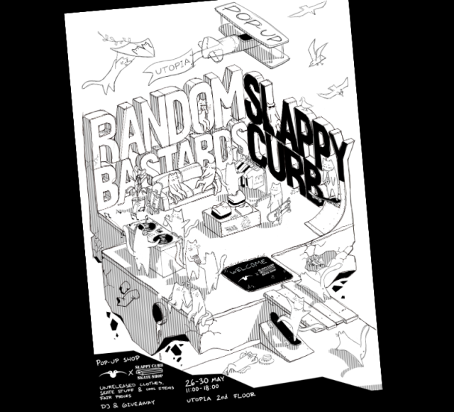 Random bastards pop up-butik i kvarteret Utopia 26-30 maj 2026.