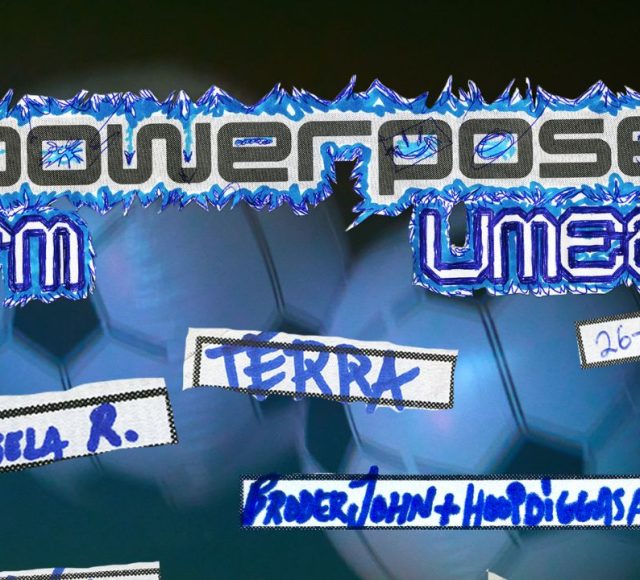 Affisch för Powerpose Umeå 2025 med artistnamn och datum, 26–27 september.