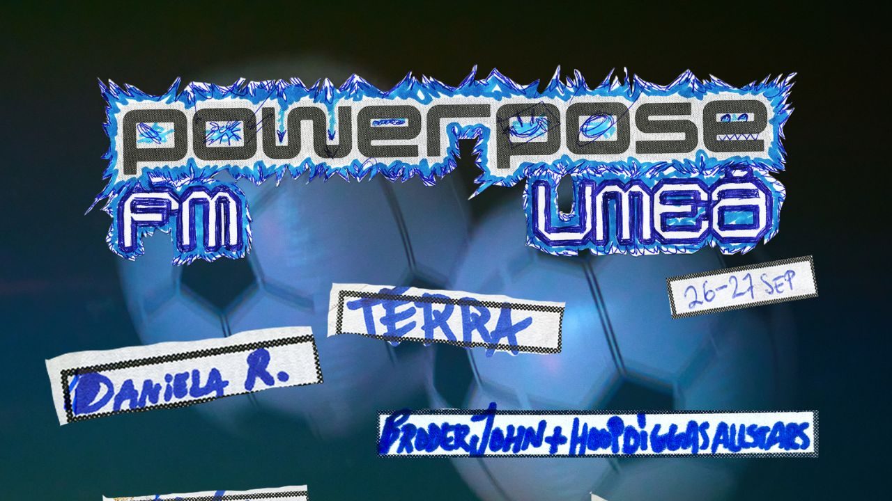 Affisch för Powerpose Umeå 2025 med artistnamn och datum, 26–27 september.